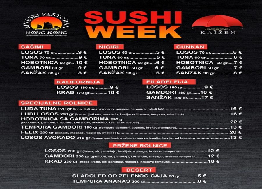 Sushi week u kineskom restoranu HONG KONG!