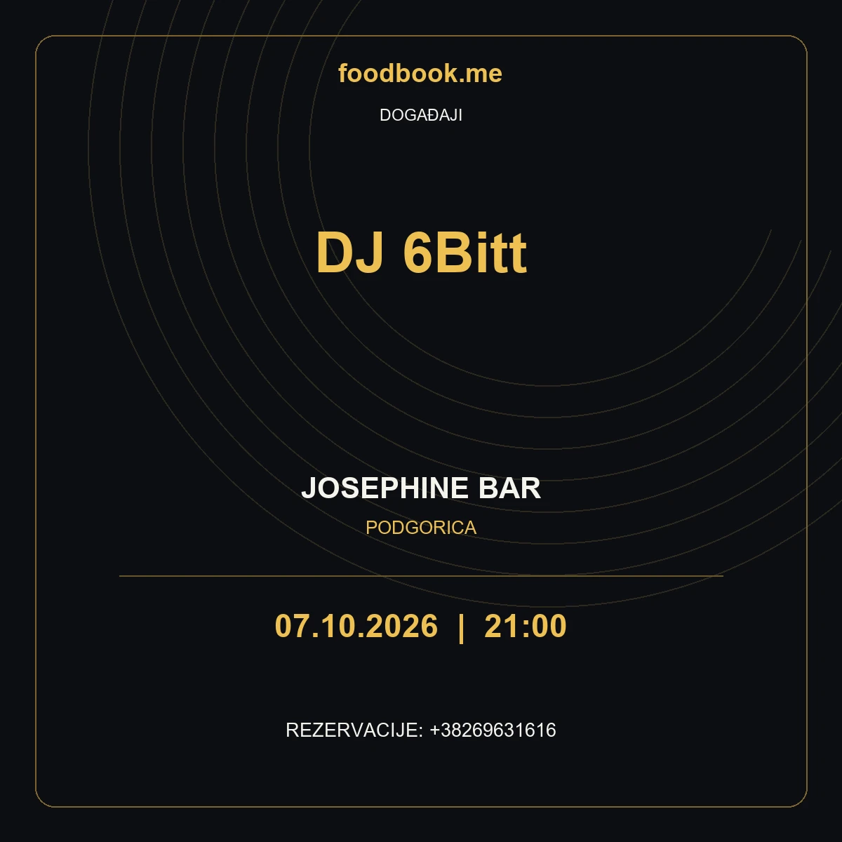 DJ 6Bitt u Josephine baru – 7. oktobar