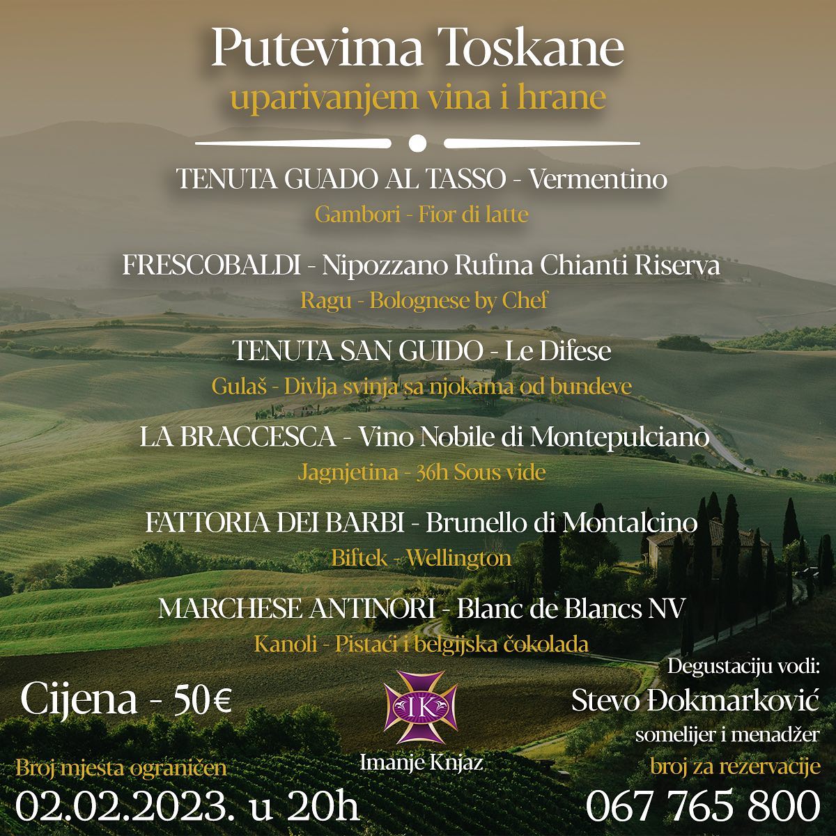 Putevima Toskane uparivanjem vina i hrane!