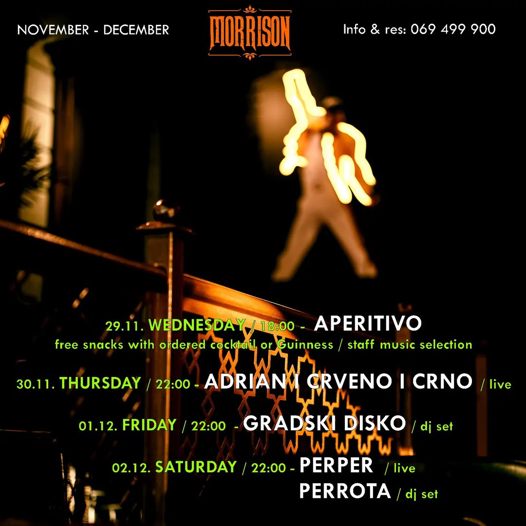 Raspored nastupa u Morrison pub-u