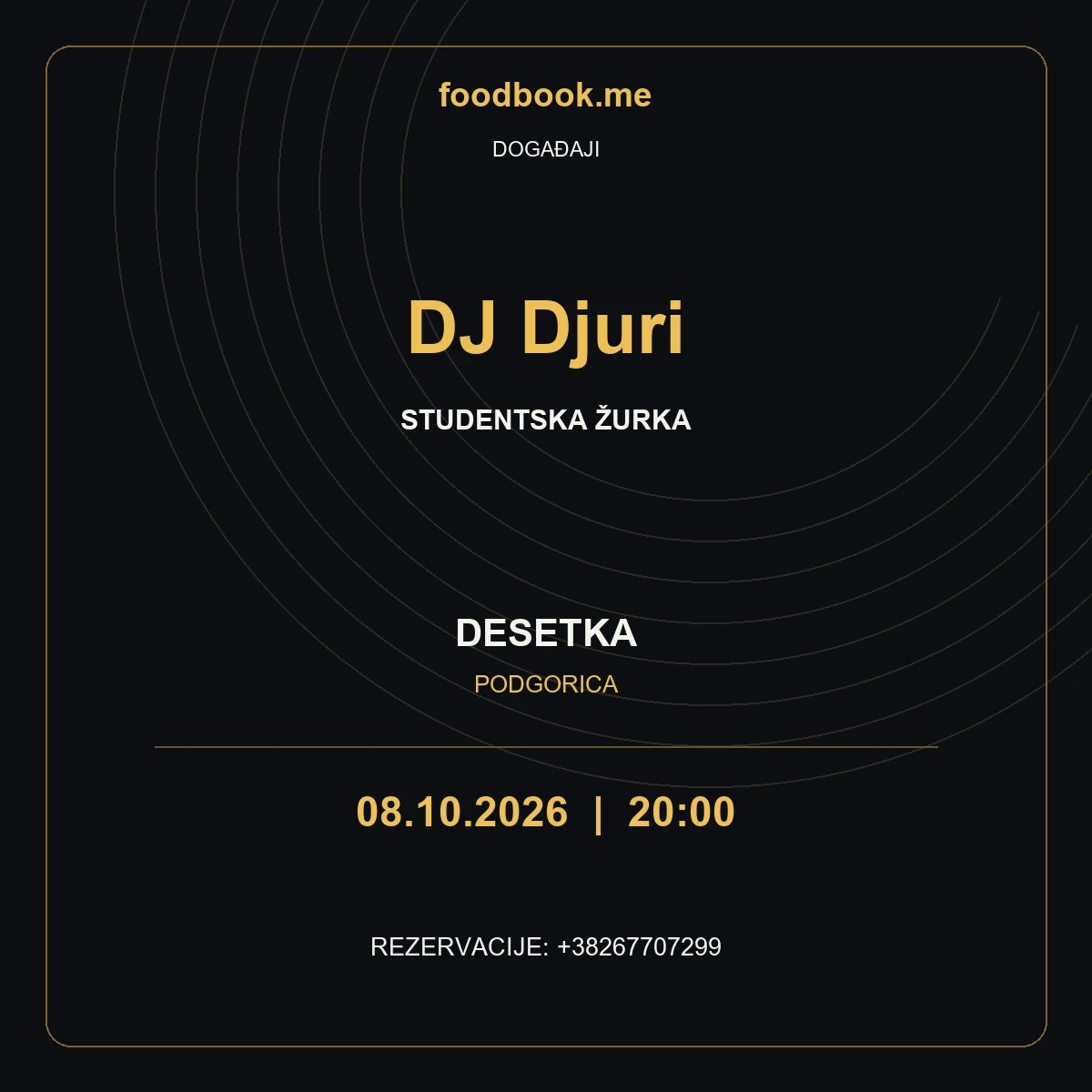 Studentska žurka uz DJ Djurija u Desetki – 8. oktobar