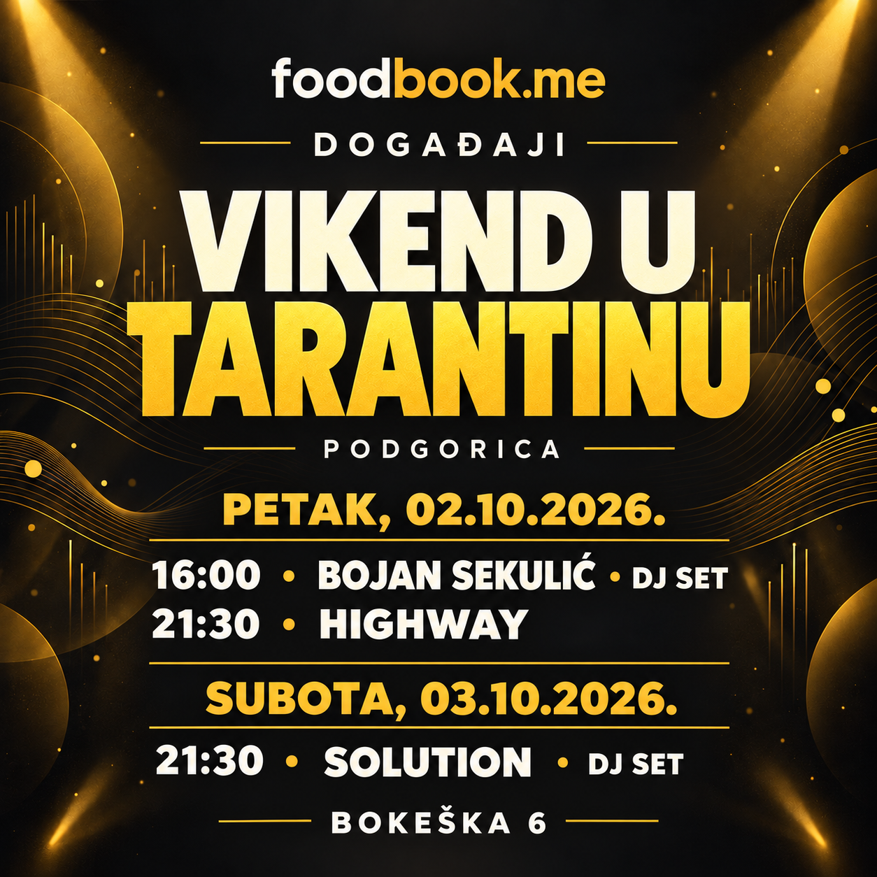 Muzički vikend u Tarantinu – 2. i 3. oktobar