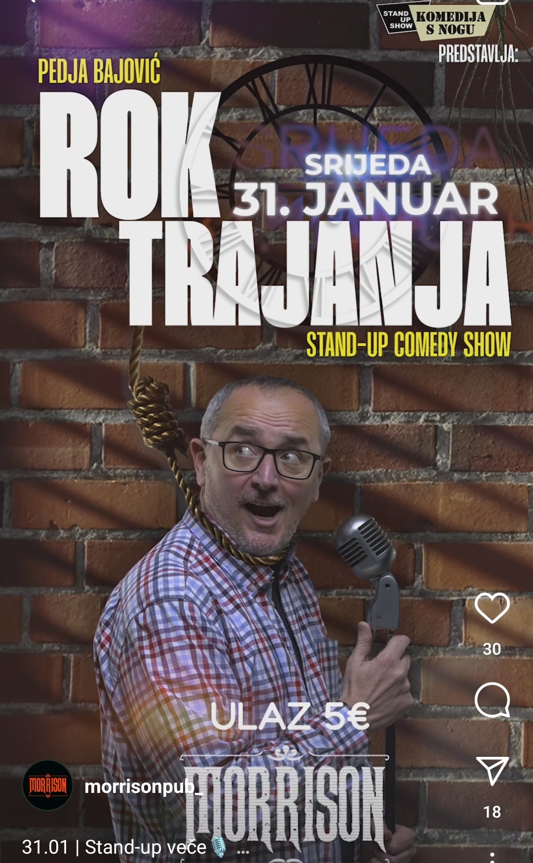 Stand up show sa Pedjom Bajovicem - Morrison pub