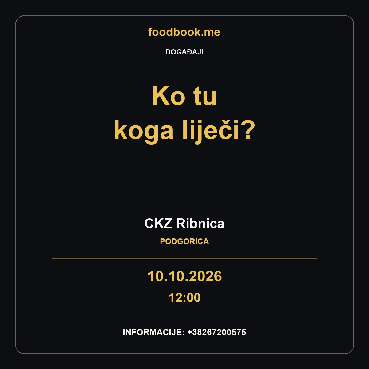 Ko tu koga liječi? – panel u Ribnici, 10. oktobar