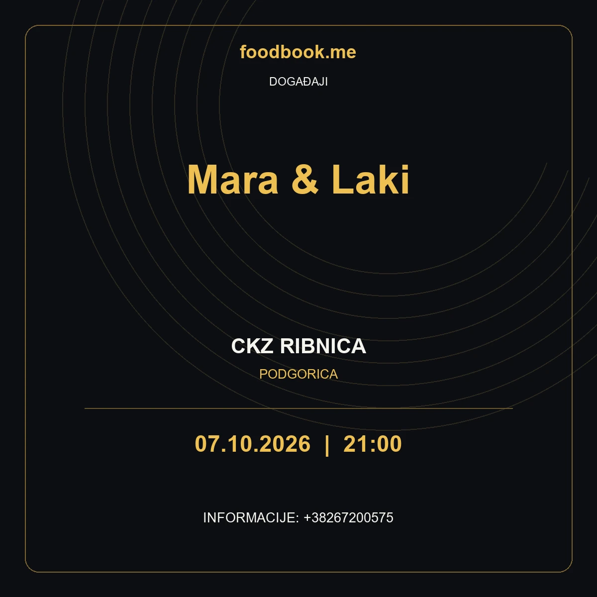Mara & Laki uživo u CKZ Ribnica – 7. oktobar
