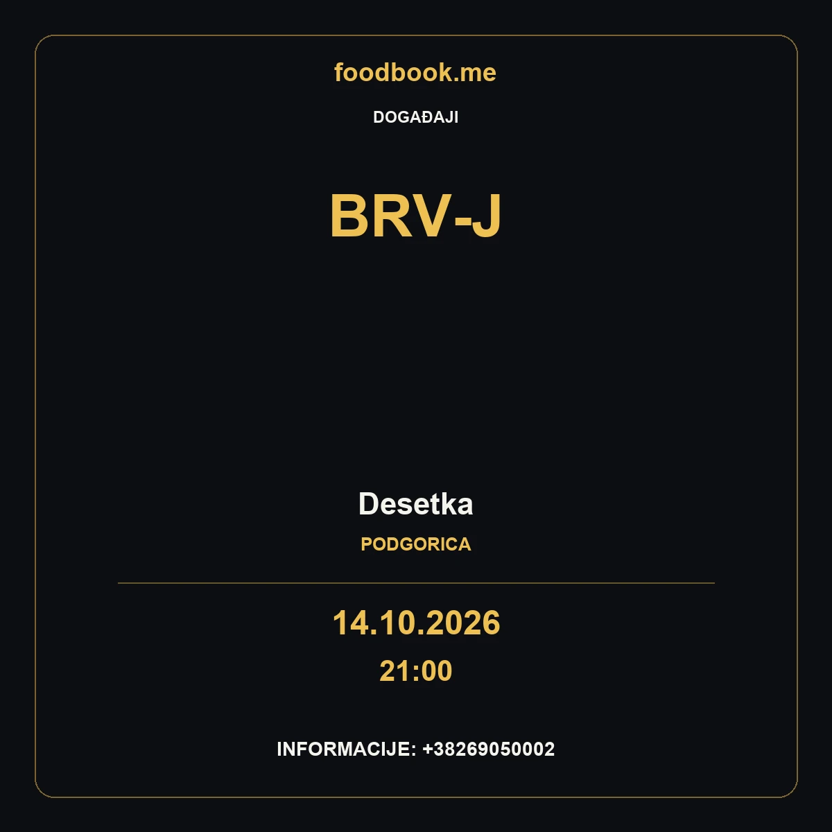 Studentska žurka uz BRV-J u Desetki – 14. oktobar